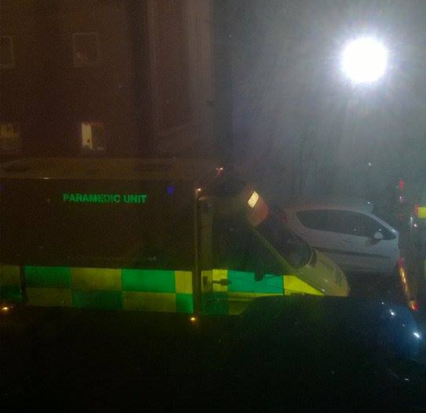 ambulance arriving, fire scene, Pevensey Bay