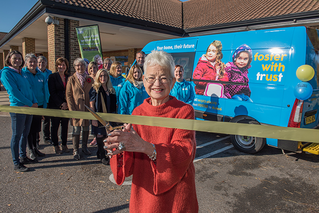 Dame Jacqueline Wilson fostering service information van