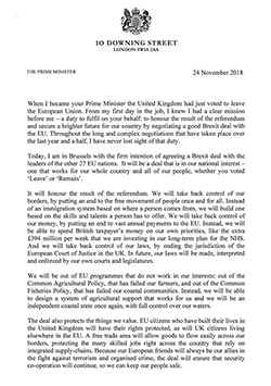 Theresa May: Prme MInsiter My letter to the Nation 24 November 2018